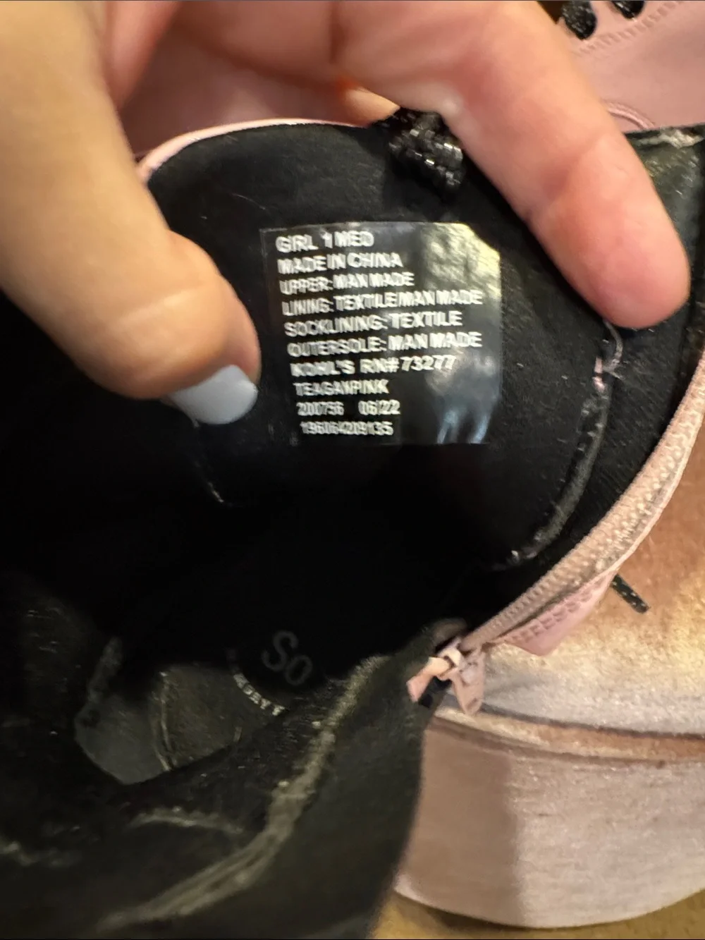 Kohl's Pink Patent Lace-Up Kids Ankle Boots with Black Laces
